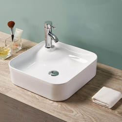 Rue Du Bain - Vasque pour salle de bain Carrée - Céramique Blanc Brillant - 43x43 cm - Urban
