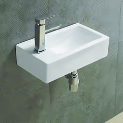 Le Lave main Studio, s'intégrera facilement dans les espaces réduits. Ce Lave main rectangulaire en céramique blanc possède u ...