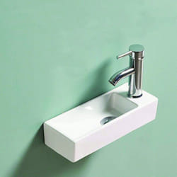 Rue Du Bain - Lave main Rectangle Droite Céramique Blanc - 38x15 cm - Minimalist