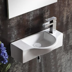 Lave Main Rectangulaire - Rue du Bain - Arum - Céramique - Blanc - A poser - Sans égouttoir