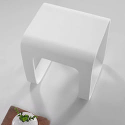 Tabouret Salle de Bain - Solid surface Blanc Mat - 35x38 cm - Strat