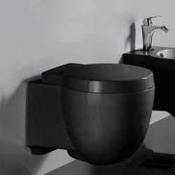 Rue Du Bain - wc Suspendu avec Abattant céramique noir brillant 50x41cm Charm