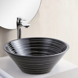 Rue Du Bain - Vasque pour salle de bain Bol - Céramique Noire rainurée Blanc - 42 cm Gap