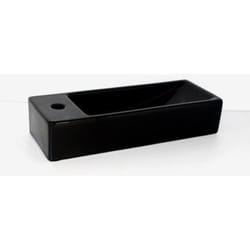 Lave main Rectangulaire Gauche Céramique Noire - 38x15 cm - Minimalist