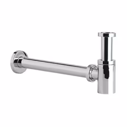 Siphon court totem tubulaire pour lavabo, vasque ou lave main. Réglable en hauteur. Avec sortie murale et rosace. Le siphon c ...