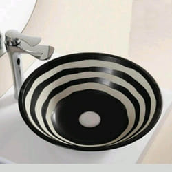 Rue Du Bain - Vasque pour salle de bain Ronde - Céramique Noire et Blanc - 41 cm - Virtual