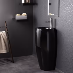 Lave Main Totem Rond - Céramique Noir - 39x85 cm - Ove 43500000