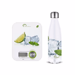 Coffret Balance culinaire Citrons Ice GREEN POWER KINETIC + Bouteille isotherme 0.5 L - Pratique, écologique et économique !  ...