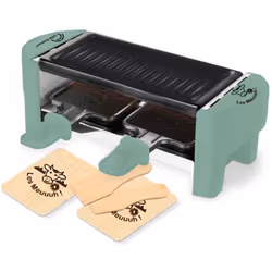 Raclette LITTLE BALANCE - 8746 Type d'appareil : Raclette multifonction Puissance (W) : 320 Couleur : Vert Gril : Oui Crêpièr ...