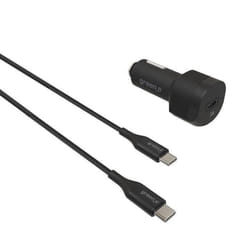 GREEN_E Chargeur voiture pd 18W + Cable type C to type C - 13m - Tresse noir