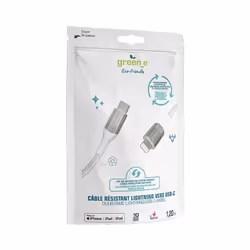 Câble de charge et de synchronisation/transfert trèsrapide Lightning vers USB-C.Composé de matériaux d'origines, recyclés et  ...