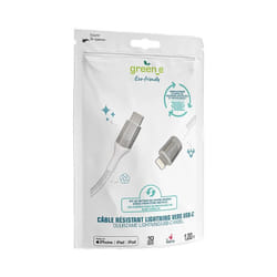 Cable charge rapide lightning vers usb-c 1.3m blanc Greene GR2035
