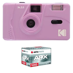 KODAK Pack M35 Argentique + Pellicule APX 100 36 poses - Appareil Photo Kodak Rechargeable 35mm Purple Objectif Grand Angle Fixe