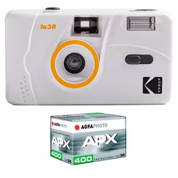 KODAK Pack M38 Argentique + Pellicule APX 400 36 poses - Appareil Photo Kodak Rechargeable 35mm Gris Objectif Grand Angle Fix ...