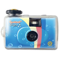 GT Photo GT27WP Realishot Splash - Appareil Photo Jetable Étanche 35mm, 27 Photos, 4K Ultra HD, Utilisation Sous l'Eau et en Extérieur - Couleur Bleu