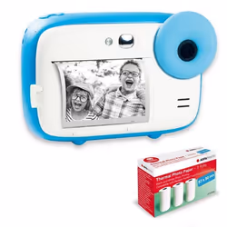 AGFA PHOTO Pack Realikids Instant Cam + 6 rouleaux Papier Thermique ATP3WH - Appareil Photo Enfant Batterie Lithium - Bleu