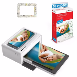 AGFA PHOTO Pack Imprimante Realipix Moments + Cartouche 40 photos 10x15 cm + Joli cadre magnétique - Bluetooth - Blanc