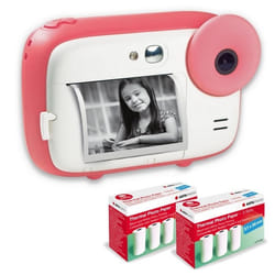 AGFA PHOTO Pack Realikids Instant Cam + 3 rouleaux Papier Thermique ATP3WH - Appareil Photo Enfant Batterie Lithium - Rose