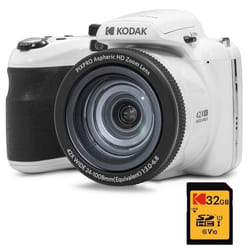 KODAK Pack Bridge Numérique Pixpro Astro Zoom AZ425 20MP + Carte SDHC Kodak Ultra High Speed 32GB - Zoom X42 Vidéo Full HD - Blanc