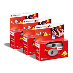 AGFA PHOTO PACK 3 x 601020 - Appareil Photo Jetable LeBox Flash 27 photos Objectif Optique 31 mm - Gris et Rouge