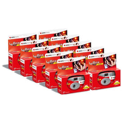 AGFA PHOTO PACK 10 x 601020 - Appareil Photo Jetable LeBox Flash 27 photos Objectif Optique 31 mm - Gris et Rouge