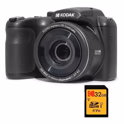 KODAK Pack Pixpro AZ255 + Carte SD 32Go - Appareil Photo Bridge 16 MP Zoom 25x Vidéo HD Grand angle 24mm Ecran LCD 3 - Noir