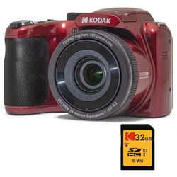 KODAK Pack Pixpro AZ255 + Carte SD 32Go - Appareil Photo Bridge 16 MP Zoom 25x Vidéo HD Grand angle 24mm Ecran LCD 3 - Rouge
