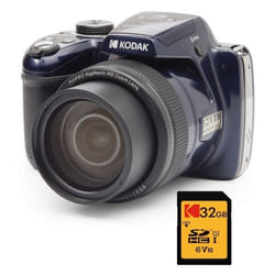 KODAK Pixpro AZ528 + Carte Mémoire SD 32 Go - Appareil Photo Bridge 16 MP Zoom 52X 85MB/s Lecture 25MB/s Écriture - Bleu Nuit