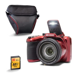 KODAK Pixpro AZ405 Bridge 20MP, Zoom X40, Grand Angle 24mm, Full HD 1080p, OIS, LCD 3", Housse + Carte SDHC 32 GB U1, Pile AA - Rouge