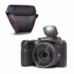 KODAK Pack Pixpro AZ255 + Etui transport - Appareil Photo Bridge 16 MP Zoom 25x Full HD Grand Angle 24 mm Ecran LCD 3 – Noir