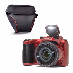 KODAK Pack Pixpro AZ255 + Etui transport - Appareil Photo Bridge 16 MP Zoom 25x Full HD Grand Angle 24 mm Ecran LCD 3 – Rouge