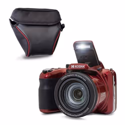 KODAK Pack Numérique Bridge Pixpro AZ425 + Etui – Appareil Photo 20 MP Zoom Optique 42x Vidéo Full HD Ecran LCD 3 – Rouge