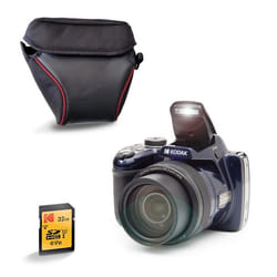 KODAK Pixpro AZ528 Appareil Photo Bridge 16MP Zoom 52x + Etui + Carte SD 32Go – Grand Angle 24mm Ecran LCD 3 Wi-Fi – Bleu Nuit