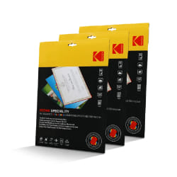 KODAK Pochettes plastifiantes A4 couleurs – KD-LMA4CLR-PK12C – 3 x 12 (36), 150 microns, Rouge, Jaune, Bleu