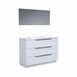 Ensemble de salle de bain sur socle Zoom 120, composé de: un vanity a trois tiroirs 120 x 50 x 45 cm a coulisses amorties, un ...