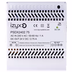 Alimentation PSDX rail DIN 5M 230V AC / 27,6V DC (24-28V) / 2,75A, triple protection en sortie (court-circuit / surcharge / s ...
