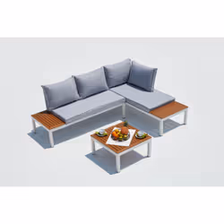 Concept Usine Lolea ensemble de meubles de jardin Blanc, Gris