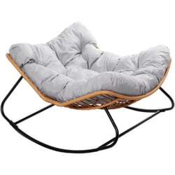Canggu - Fauteuil à bascule en résine tressée coussin gris