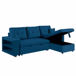 Canapé d'angle convertible bleu 4 places GLASGOW, Concept Usine
