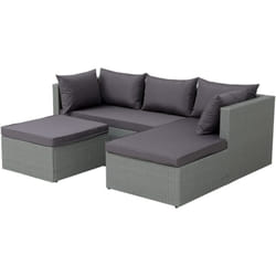 Concept-usine - Lecci - Salon de jardin en résine tressée 4 places gris/gris foncé