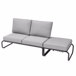 Salon de jardin canapé modulable 2-3 places gris en aluminium SORRENTO, Concept Usine