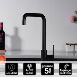 Robinet Mitigeur de Cuisine anti-calcaire avec Douche anti-calcairette Noir Mat imex loira GCR004/NG