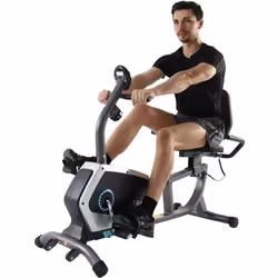 ISE Vélo dappartement semi-allongé-Vélo Couché Magnétique-8 Niveaux de résistance réglables-Masse d’inertie 8 kg-Roues de