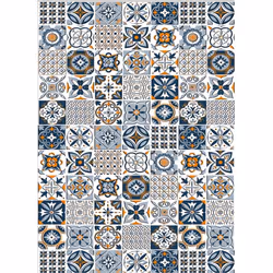 Tapis de salon 50x120 cm Polyester Tren Bleu