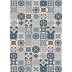Tapis de salon 50x120 cm Polyester Tren Bleu