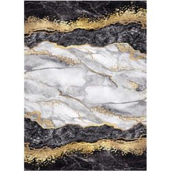 Tapis de salon 80x150 cm Polyester Gold Noir
