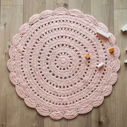 Tapis Coton Alma Nude par Nattiot - Ø 120 cm - Rose