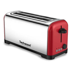 Techwood Tgpi-4025 Grille Pain "inox Brossé" Coloris Rouge