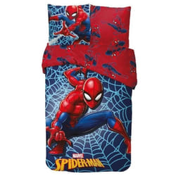 Housse de couette - SPIDERMAN - 140x200cm - 100% Coton - Taie doreiller incluse - Rouge