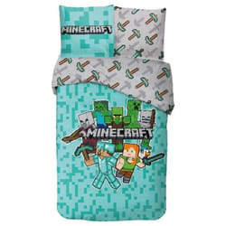 Parure de lit - Minecraft - 140x200 cm - Coton - Réversible - Lavable en machine